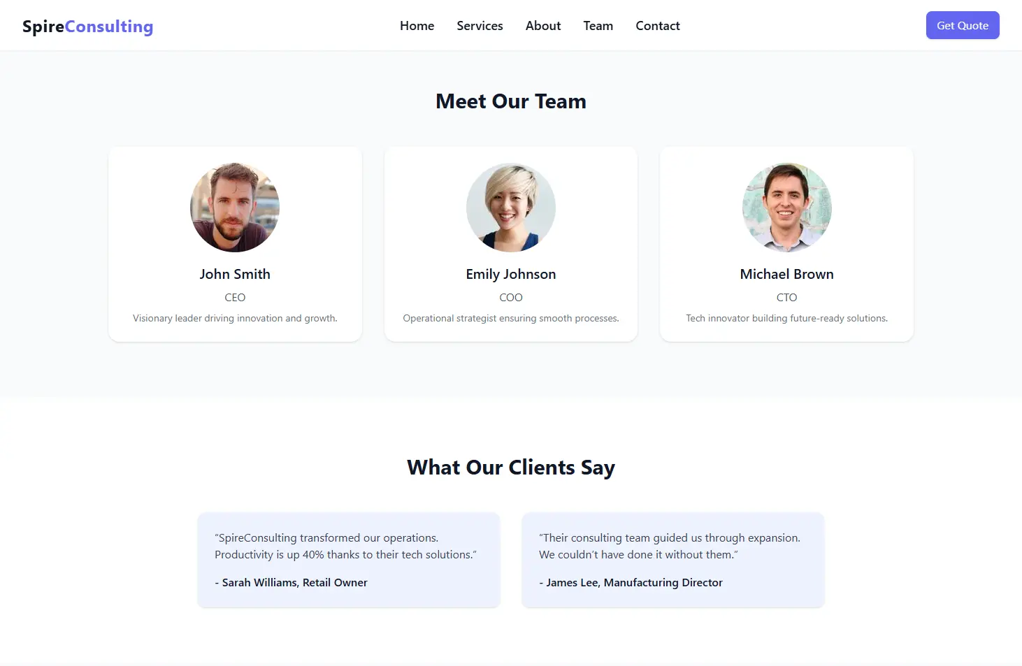 Corporate office landing page built with Tailwind and GSAP